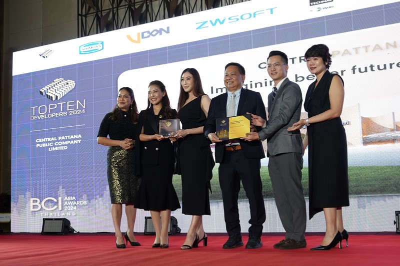 Central Pattana reaffirms its leadership as the No. 1 real estate developer, winning the BCI Asia Awards 2024